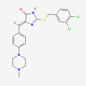 molecular formula C22H22Cl2N4OS B2995691 2-[(3,4-dichlorobenzyl)sulfanyl]-4-{(Z)-[4-(4-methylpiperazino)phenyl]methylidene}-1H-imidazol-5-one CAS No. 860649-23-6