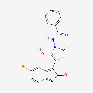(Z)-N-(5-(5-bromo-2-oxoindolin-3-ylidene)-4-oxo-2-thioxothiazolidin-3-yl)benzamide
