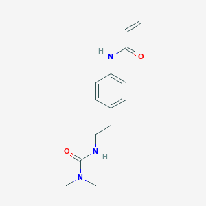 molecular formula C14H19N3O2 B2995709 N-[4-[2-(Dimethylcarbamoylamino)ethyl]phenyl]prop-2-enamide CAS No. 2361656-67-7