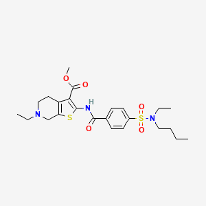 molecular formula C24H33N3O5S2 B2995711 methyl 2-(4-(N-butyl-N-ethylsulfamoyl)benzamido)-6-ethyl-4,5,6,7-tetrahydrothieno[2,3-c]pyridine-3-carboxylate CAS No. 486453-32-1