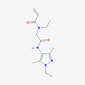 molecular formula C14H22N4O2 B2995717 N-Ethyl-N-[2-[(1-ethyl-3,5-dimethylpyrazol-4-yl)amino]-2-oxoethyl]prop-2-enamide CAS No. 2361711-67-1