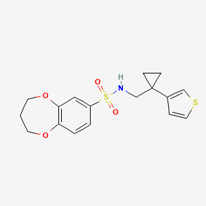 N-[(1-Thiophen-3-ylcyclopropyl)methyl]-3,4-dihydro-2H-1,5-benzodioxepine-7-sulfonamide