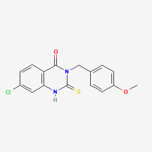 molecular formula C16H13ClN2O2S B2995730 7-chloro-3-[(4-methoxyphenyl)methyl]-2-sulfanylidene-1H-quinazolin-4-one CAS No. 422526-67-8