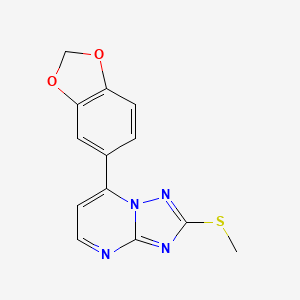 molecular formula C13H10N4O2S B2995738 7-(1,3-Benzodioxol-5-yl)-2-(methylsulfanyl)[1,2,4]triazolo[1,5-a]pyrimidine CAS No. 439108-52-8