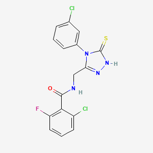 2-chloro-N-[[4-(3-chlorophenyl)-5-sulfanylidene-1H-1,2,4-triazol-3-yl]methyl]-6-fluorobenzamide