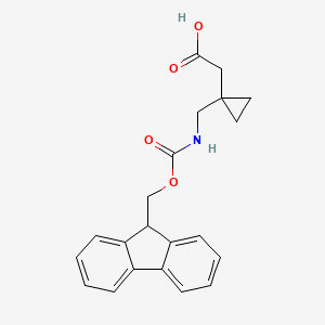 molecular formula C21H21NO4 B2995750 2-{1-[({[(9H-fluoren-9-yl)methoxy]carbonyl}amino)methyl]cyclopropyl}acetic acid CAS No. 2094859-65-9