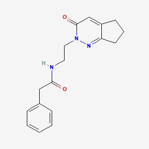 molecular formula C17H19N3O2 B2995751 N-(2-(3-oxo-3,5,6,7-tetrahydro-2H-cyclopenta[c]pyridazin-2-yl)ethyl)-2-phenylacetamide CAS No. 2034470-58-9