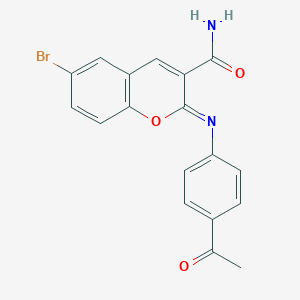 (2Z)-2-[(4-acetylphenyl)imino]-6-bromo-2H-chromene-3-carboxamide