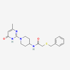 molecular formula C19H24N4O2S B2995757 2-(benzylthio)-N-(1-(4-methyl-6-oxo-1,6-dihydropyrimidin-2-yl)piperidin-4-yl)acetamide CAS No. 1904203-54-8