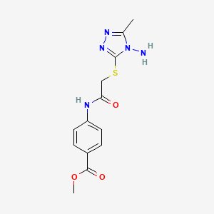 molecular formula C13H15N5O3S B2995766 methyl 4-({[(4-amino-5-methyl-4H-1,2,4-triazol-3-yl)sulfanyl]acetyl}amino)benzoate CAS No. 325994-75-0