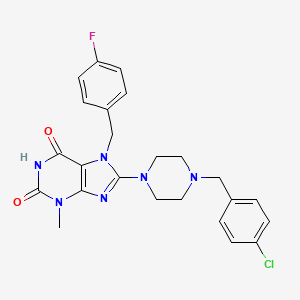 8-(4-(4-chlorobenzyl)piperazin-1-yl)-7-(4-fluorobenzyl)-3-methyl-1H-purine-2,6(3H,7H)-dione
