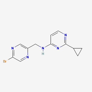 molecular formula C12H12BrN5 B2995781 N-[(5-bromopyrazin-2-yl)methyl]-2-cyclopropylpyrimidin-4-amine CAS No. 2094528-30-8