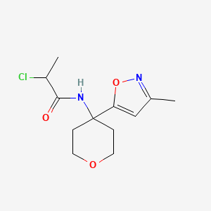 2-Chloro-N-[4-(3-methyl-1,2-oxazol-5-yl)oxan-4-yl]propanamide