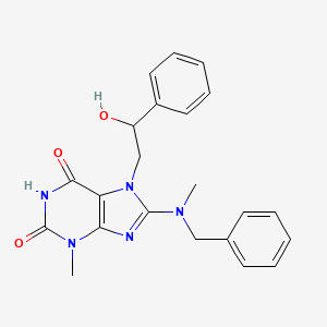 molecular formula C22H23N5O3 B2995792 8-(苄基(甲基)氨基)-7-(2-羟基-2-苯乙基)-3-甲基-1H-嘌呤-2,6(3H,7H)-二酮 CAS No. 879072-03-4