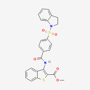 molecular formula C25H20N2O5S2 B2995799 Methyl 3-(4-(indolin-1-ylsulfonyl)benzamido)benzo[b]thiophene-2-carboxylate CAS No. 397289-57-5
