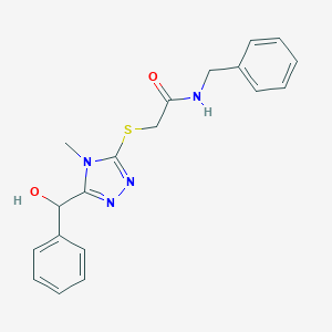 molecular formula C19H20N4O2S B299580 N-benzyl-2-({5-[hydroxy(phenyl)methyl]-4-methyl-4H-1,2,4-triazol-3-yl}sulfanyl)acetamide 