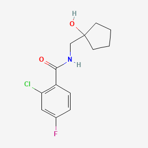 molecular formula C13H15ClFNO2 B2995802 2-chloro-4-fluoro-N-((1-hydroxycyclopentyl)methyl)benzamide CAS No. 1235226-91-1