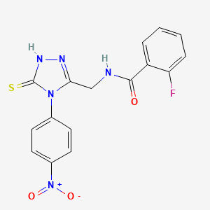 molecular formula C16H12FN5O3S B2995807 2-氟-N-((4-(4-硝基苯基)-5-硫代-4,5-二氢-1H-1,2,4-三唑-3-基)甲基)苯甲酰胺 CAS No. 392247-74-4