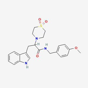 molecular formula C23H27N3O4S B2995811 2-(1,1-dioxo-1,4-thiazinan-4-yl)-3-(1H-indol-3-yl)-N-[(4-methoxyphenyl)methyl]propanamide CAS No. 478040-65-2
