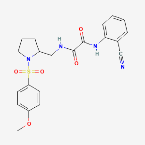molecular formula C21H22N4O5S B2995813 N1-(2-cyanophenyl)-N2-((1-((4-methoxyphenyl)sulfonyl)pyrrolidin-2-yl)methyl)oxalamide CAS No. 896288-30-5