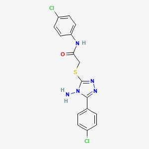 molecular formula C16H13Cl2N5OS B2995815 2-[[4-amino-5-(4-chlorophenyl)-1,2,4-triazol-3-yl]sulfanyl]-N-(4-chlorophenyl)acetamide CAS No. 880802-53-9