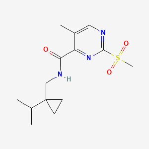 molecular formula C14H21N3O3S B2995820 2-methanesulfonyl-5-methyl-N-{[1-(propan-2-yl)cyclopropyl]methyl}pyrimidine-4-carboxamide CAS No. 2094505-41-4