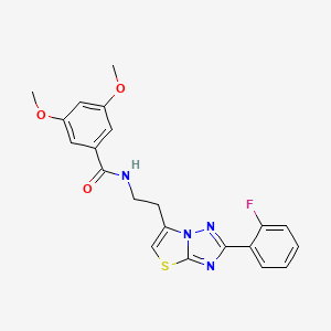 molecular formula C21H19FN4O3S B2995821 N-(2-(2-(2-氟苯基)噻唑并[3,2-b][1,2,4]三唑-6-基)乙基)-3,5-二甲氧基苯甲酰胺 CAS No. 895788-80-4