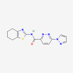 molecular formula C15H14N6OS B2995843 6-(1H-pyrazol-1-yl)-N-(4,5,6,7-tetrahydrobenzo[d]thiazol-2-yl)pyridazine-3-carboxamide CAS No. 1351614-25-9