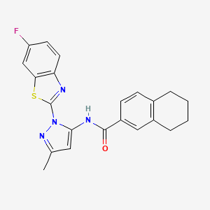 molecular formula C22H19FN4OS B2995867 N-(1-(6-氟苯并[d]噻唑-2-基)-3-甲基-1H-吡唑-5-基)-5,6,7,8-四氢萘-2-甲酰胺 CAS No. 1170642-00-8