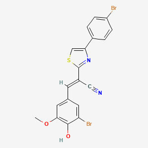 (E)-3-(3-bromo-4-hydroxy-5-methoxyphenyl)-2-(4-(4-bromophenyl)thiazol-2-yl)acrylonitrile