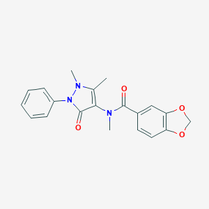 molecular formula C20H19N3O4 B299588 N-(1,5-dimethyl-3-oxo-2-phenyl-2,3-dihydro-1H-pyrazol-4-yl)-N-methyl-1,3-benzodioxole-5-carboxamide 