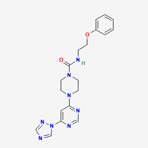 molecular formula C19H22N8O2 B2995886 4-(6-(1H-1,2,4-triazol-1-yl)pyrimidin-4-yl)-N-(2-phenoxyethyl)piperazine-1-carboxamide CAS No. 1706077-98-6