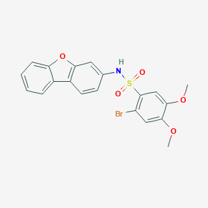 molecular formula C20H16BrNO5S B299590 2-bromo-N-dibenzo[b,d]furan-3-yl-4,5-dimethoxybenzenesulfonamide 