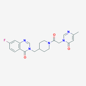 molecular formula C21H22FN5O3 B2995902 7-Fluoro-3-[[1-[2-(4-methyl-6-oxopyrimidin-1-yl)acetyl]piperidin-4-yl]methyl]quinazolin-4-one CAS No. 2415518-41-9