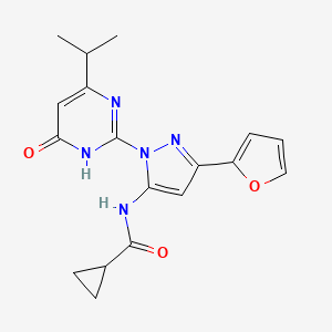 N-(3-(furan-2-yl)-1-(4-isopropyl-6-oxo-1,6-dihydropyrimidin-2-yl)-1H-pyrazol-5-yl)cyclopropanecarboxamide