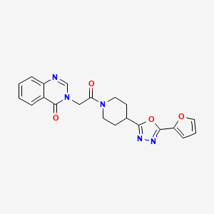 molecular formula C21H19N5O4 B2995917 3-(2-(4-(5-(furan-2-yl)-1,3,4-oxadiazol-2-yl)piperidin-1-yl)-2-oxoethyl)quinazolin-4(3H)-one CAS No. 1209903-58-1