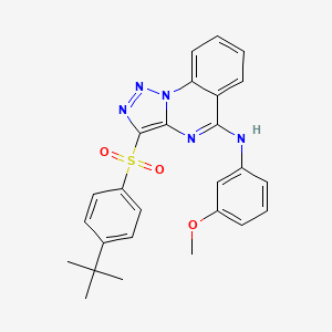 molecular formula C26H25N5O3S B2995921 3-[(4-tert-butylphenyl)sulfonyl]-N-(3-methoxyphenyl)[1,2,3]triazolo[1,5-a]quinazolin-5-amine CAS No. 866848-23-9