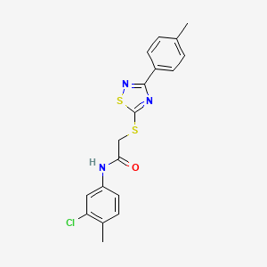 molecular formula C18H16ClN3OS2 B2995926 N-(3-chloro-4-methylphenyl)-2-((3-(p-tolyl)-1,2,4-thiadiazol-5-yl)thio)acetamide CAS No. 864917-21-5