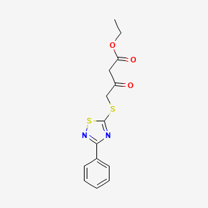 molecular formula C14H14N2O3S2 B2995928 3-氧代-4-((3-苯基-1,2,4-噻二唑-5-基)硫代)丁酸乙酯 CAS No. 864916-94-9