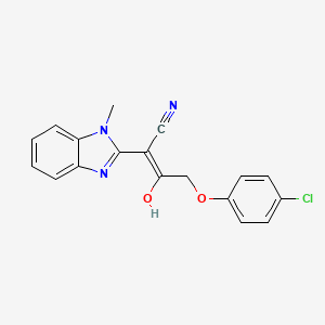 (E)-4-(4-chlorophenoxy)-2-(1-methyl-1H-benzo[d]imidazol-2(3H)-ylidene)-3-oxobutanenitrile
