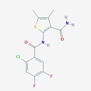 molecular formula C14H11ClF2N2O2S B299593 2-[(2-Chloro-4,5-difluorobenzoyl)amino]-4,5-dimethyl-3-thiophenecarboxamide 