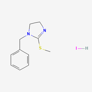 molecular formula C11H15IN2S B2995934 1-benzyl-2-(methylsulfanyl)-4,5-dihydro-1H-imidazole hydroiodide CAS No. 550347-66-5
