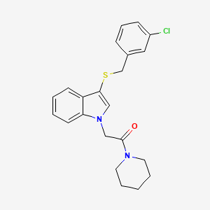 molecular formula C22H23ClN2OS B2995950 3-[(3-chlorobenzyl)thio]-1-(2-oxo-2-piperidin-1-ylethyl)-1H-indole CAS No. 878053-83-9
