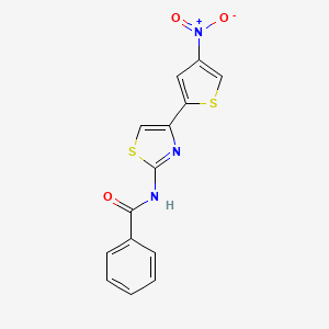 molecular formula C14H9N3O3S2 B2995952 N-[4-(4-硝基噻吩-2-基)-1,3-噻唑-2-基]苯甲酰胺 CAS No. 476323-42-9