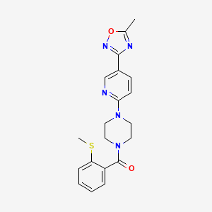 molecular formula C20H21N5O2S B2995953 (4-(5-(5-Methyl-1,2,4-oxadiazol-3-yl)pyridin-2-yl)piperazin-1-yl)(2-(methylthio)phenyl)methanone CAS No. 1219914-18-7