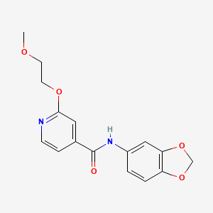 molecular formula C16H16N2O5 B2995958 N-(苯并[d][1,3]二氧杂环-5-基)-2-(2-甲氧基乙氧基)异烟酰胺 CAS No. 2034274-27-4