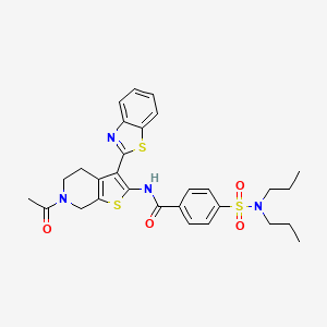 molecular formula C29H32N4O4S3 B2995959 N-(6-乙酰基-3-(苯并[d]噻唑-2-基)-4,5,6,7-四氢噻吩并[2,3-c]吡啶-2-基)-4-(N,N-二丙基磺酰基)苯甲酰胺 CAS No. 449770-19-8