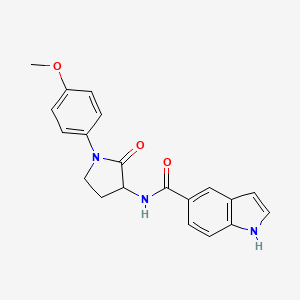 molecular formula C20H19N3O3 B2995960 N-[1-(4-methoxyphenyl)-2-oxotetrahydro-1H-pyrrol-3-yl]-1H-indole-5-carboxamide CAS No. 1775296-80-4