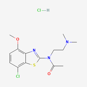 molecular formula C14H19Cl2N3O2S B2995965 N-(7-chloro-4-methoxybenzo[d]thiazol-2-yl)-N-(2-(dimethylamino)ethyl)acetamide hydrochloride CAS No. 1331119-74-4