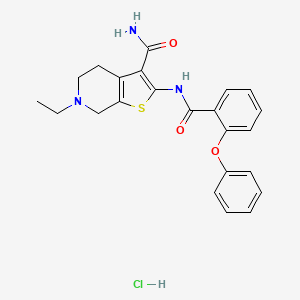 molecular formula C23H24ClN3O3S B2995970 6-乙基-2-(2-苯氧基苯甲酰胺基)-4,5,6,7-四氢噻吩并[2,3-c]吡啶-3-甲酰胺盐酸盐 CAS No. 1215691-33-0